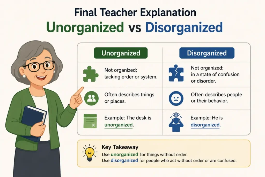 Final Teacher Explanation About Unorganized vs Disorganized
