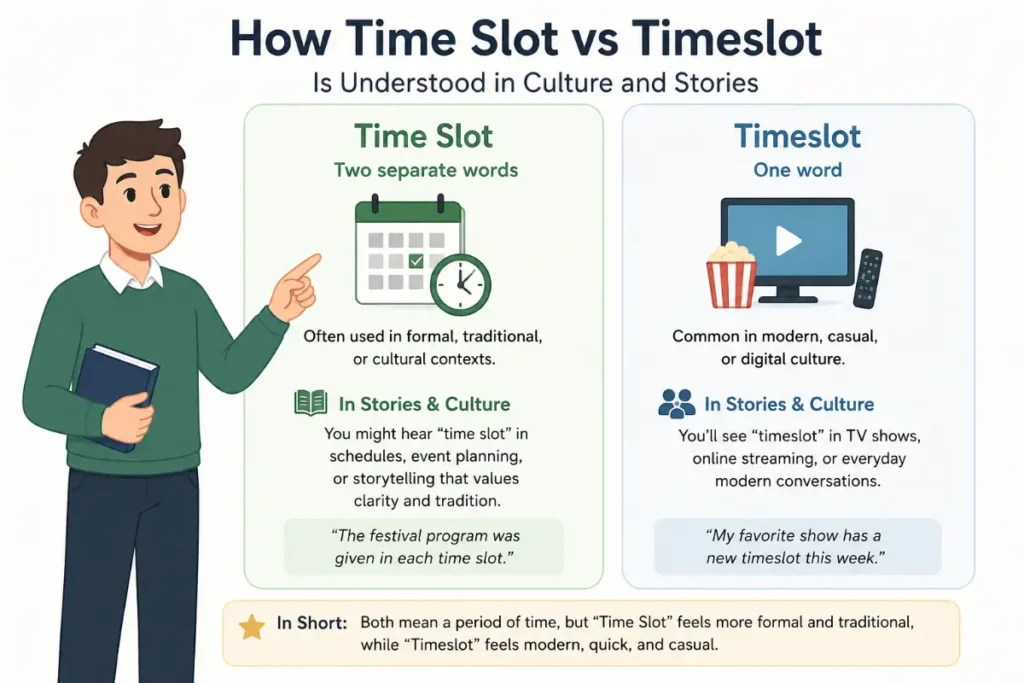 How Time Slot vs Timeslot Is Understood in Culture and Stories
