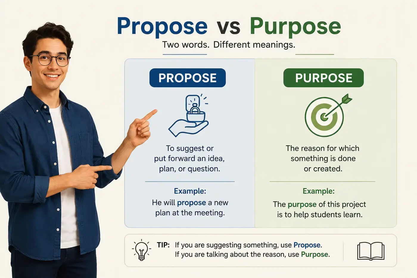Propose vs Purpose