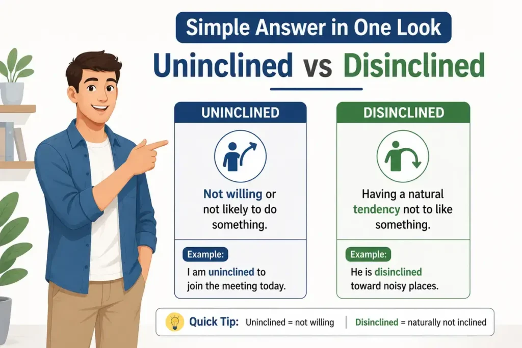 Simple Answer in One Look about Uninclined vs Disinclined
