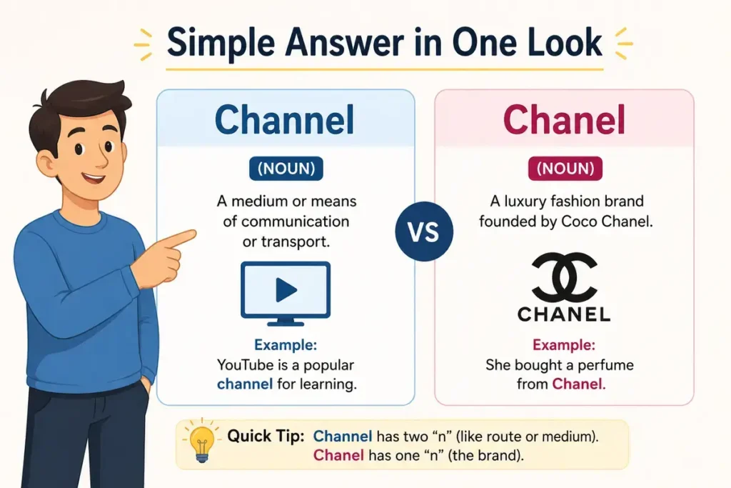Simple Answer in One Look for Channel vs Chanel