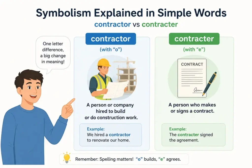 Symbolism Explained in Simple Words: contractor vs contracter