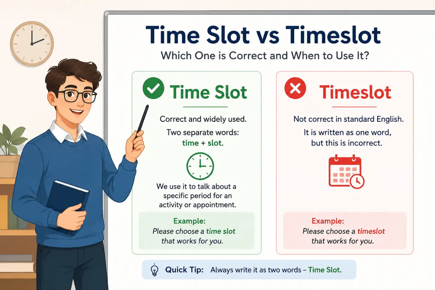 Time Slot vs Timeslot: Easy Guide With Simple Examples (2026)