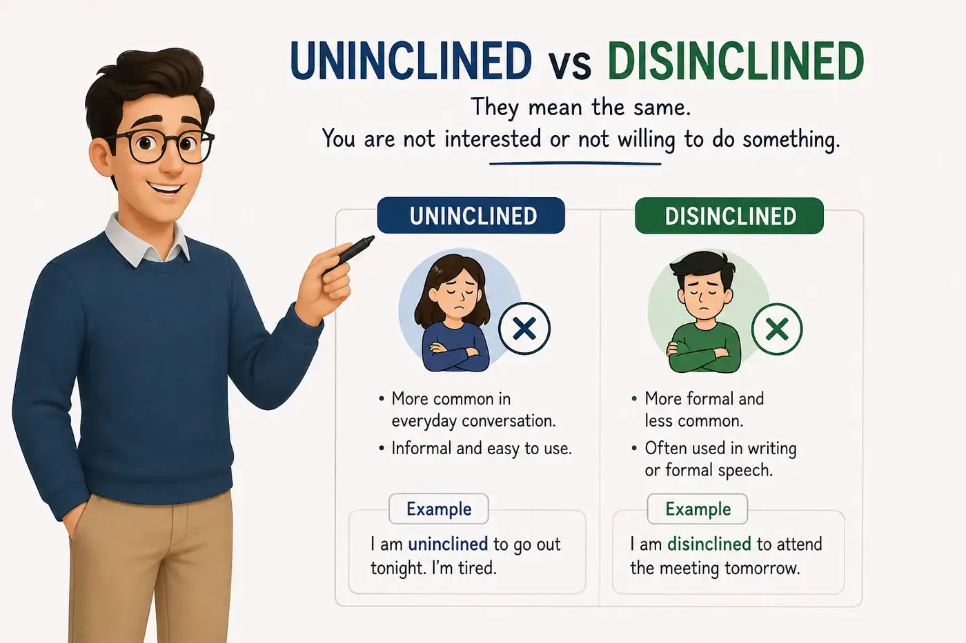 Uninclined vs Disinclined