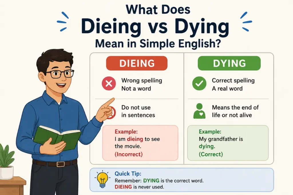 What Does Dieing vs Dying Mean in Simple English?