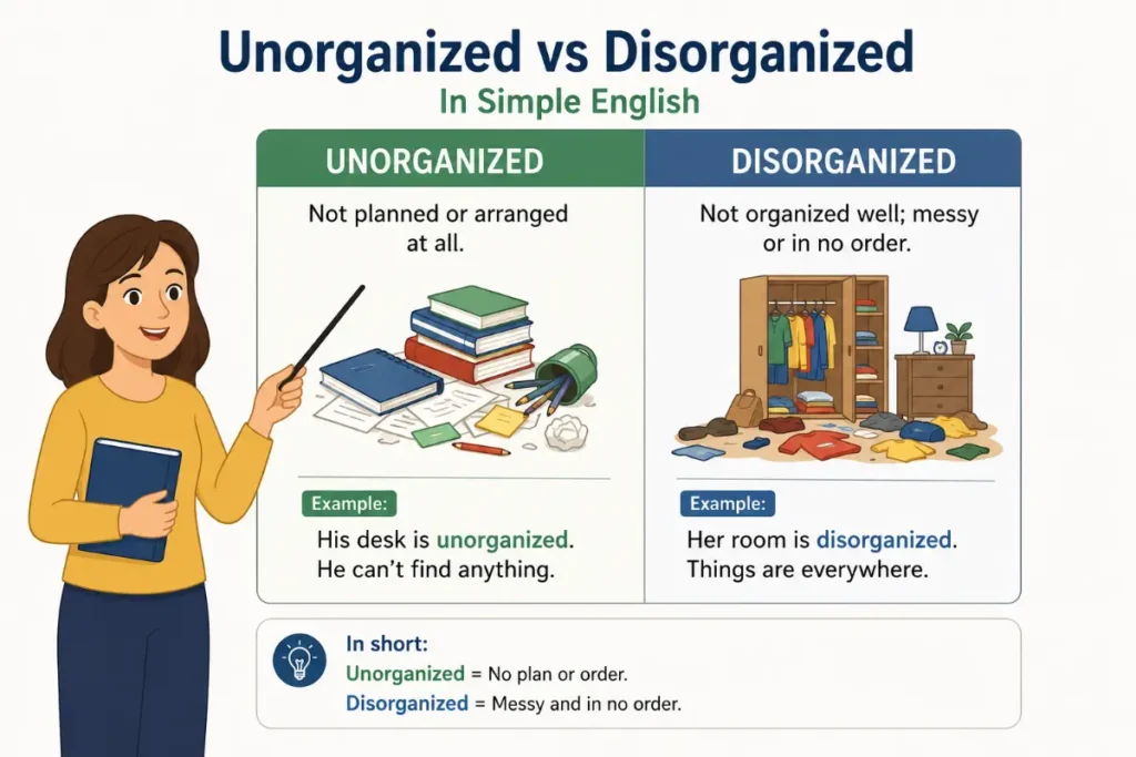 What Does Unorganized vs Disorganized Mean in Simple English?