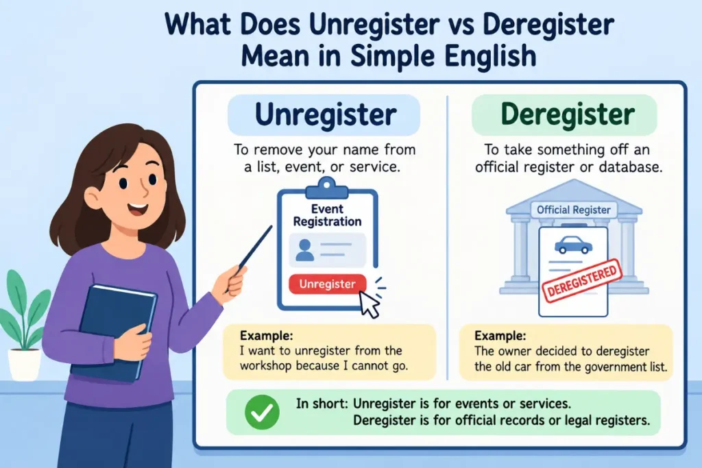 What Does Unregister vs Deregister Mean in Simple English