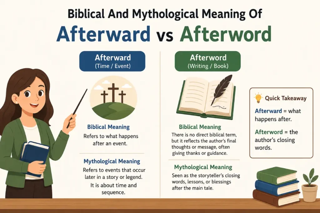 Biblical And Mythological Meaning Of Afterward vs Afterword