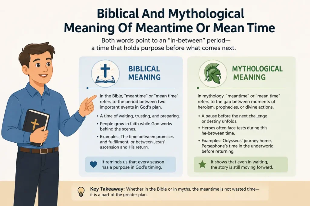 Biblical And Mythological Meaning Of Meantime Or Mean Time