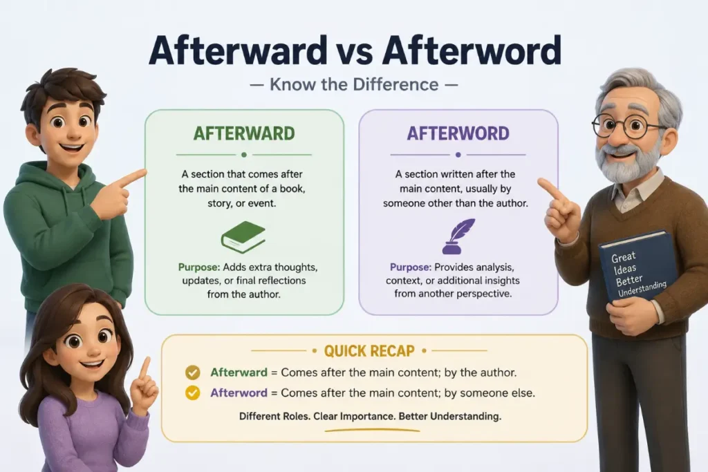 Final Answer About Afterward vs Afterword Quick Recap