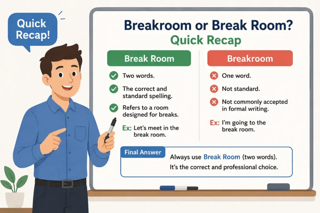 Final Answer About Breakroom or Break Room Quick Recap