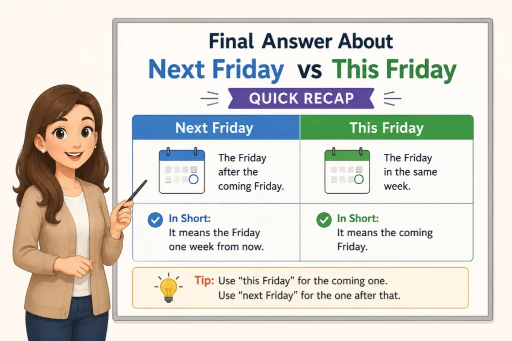 Final Answer About Next Friday vs This Friday Quick Recap