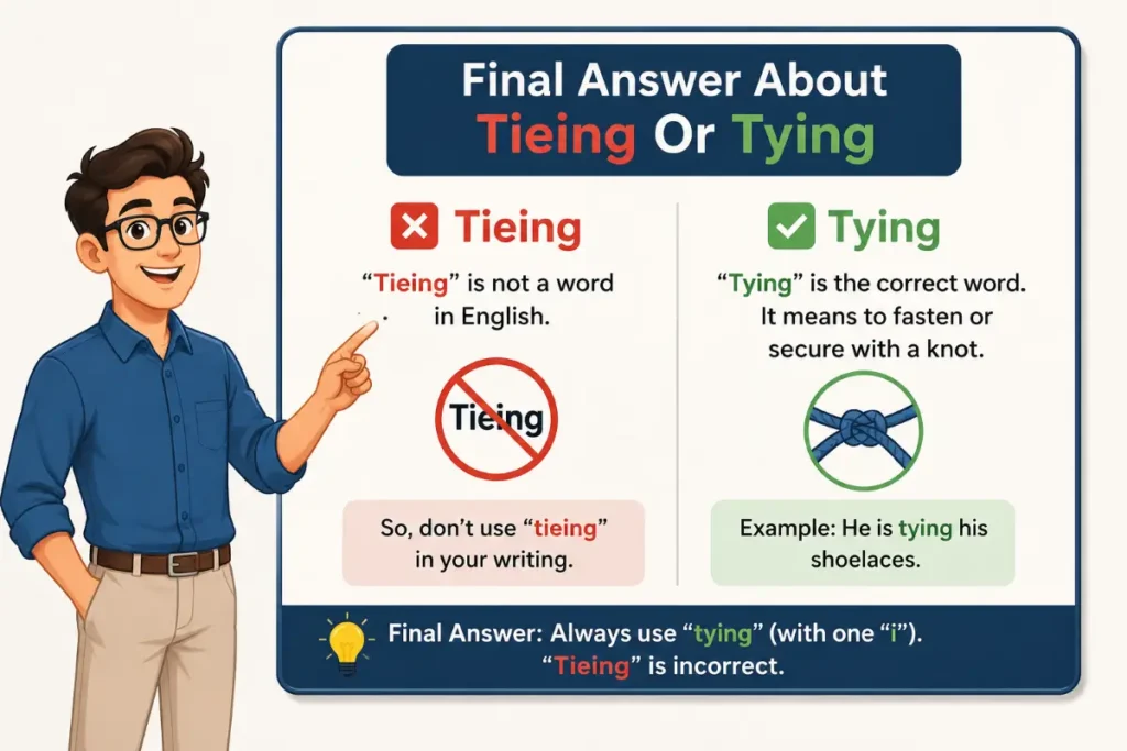 Final Answer About Tieing Or Tying