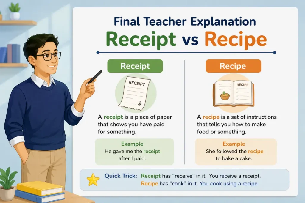 Final Teacher Explanation About Receipt vs Recipe