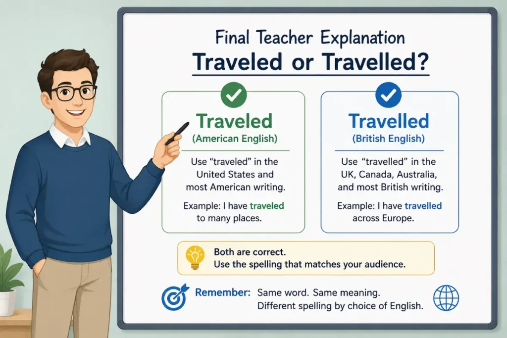 Final Teacher Explanation about Traveled or Travelled