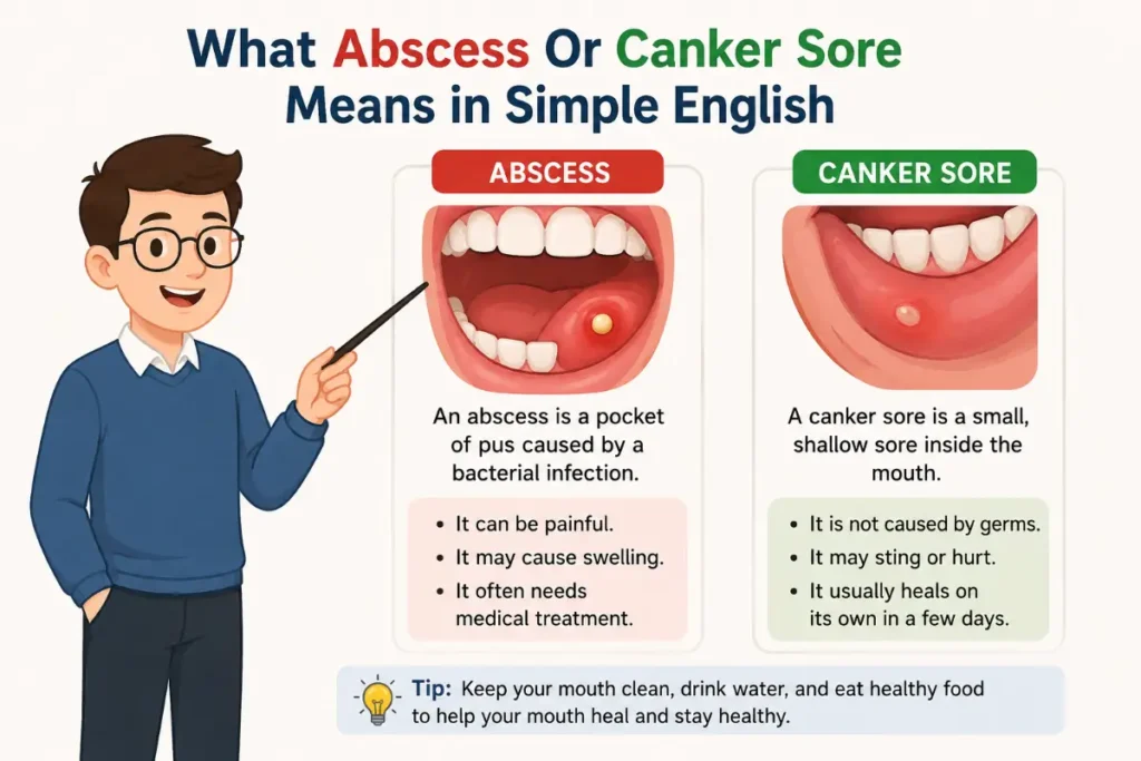 What Abscess Or Canker Sore Means in Simple English