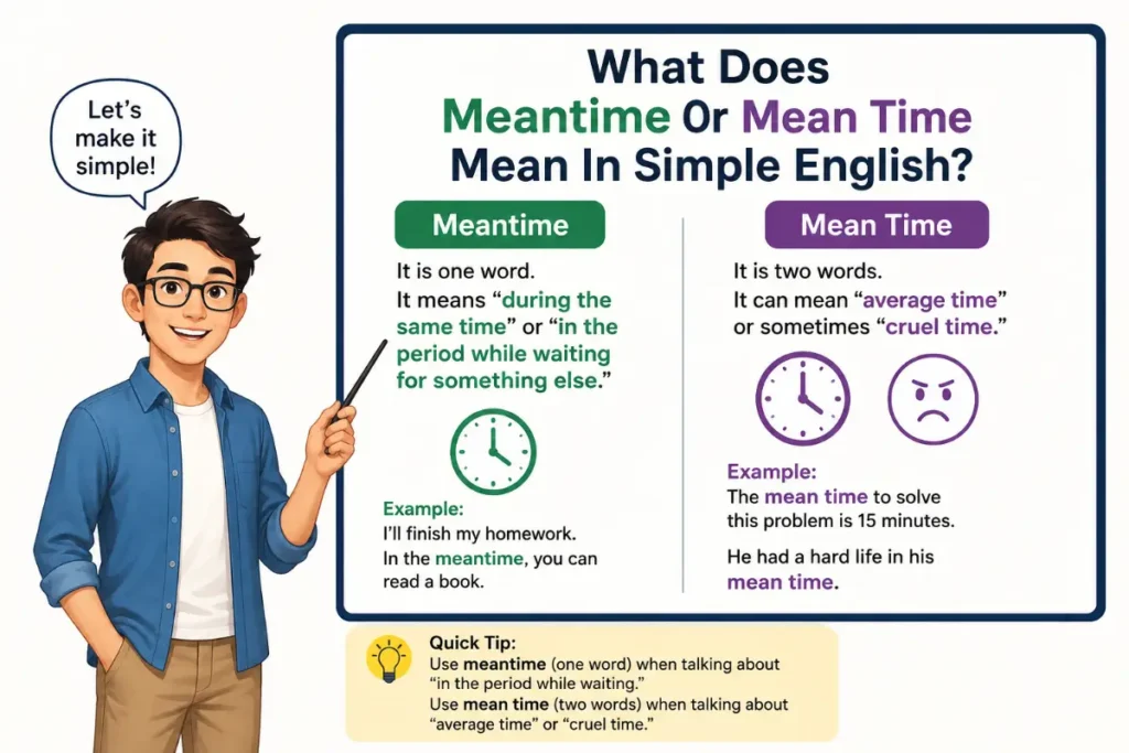 What Does Meantime Or Mean Time Mean In Simple English