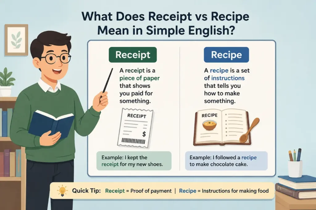 What Does Receipt vs Recipe Mean in Simple English?
